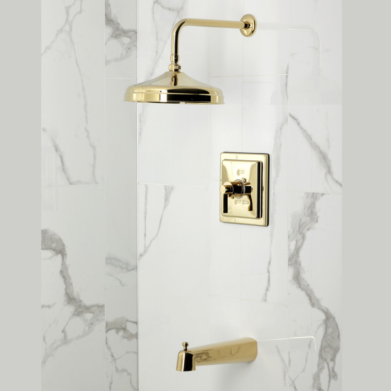 Kingston Brass Single-Handle Pressure Balanced Tub And Shower Faucet, Polished Brass