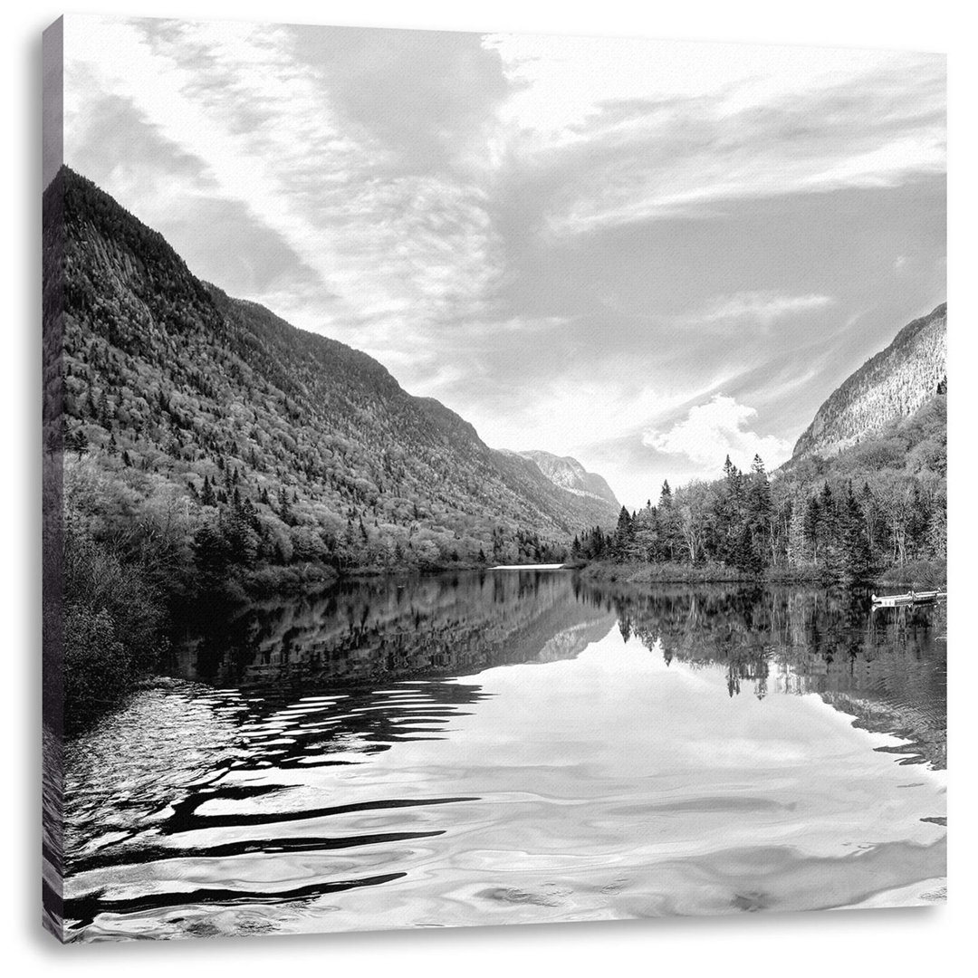 Leinwandbild Valley River Between Autumn Mountains