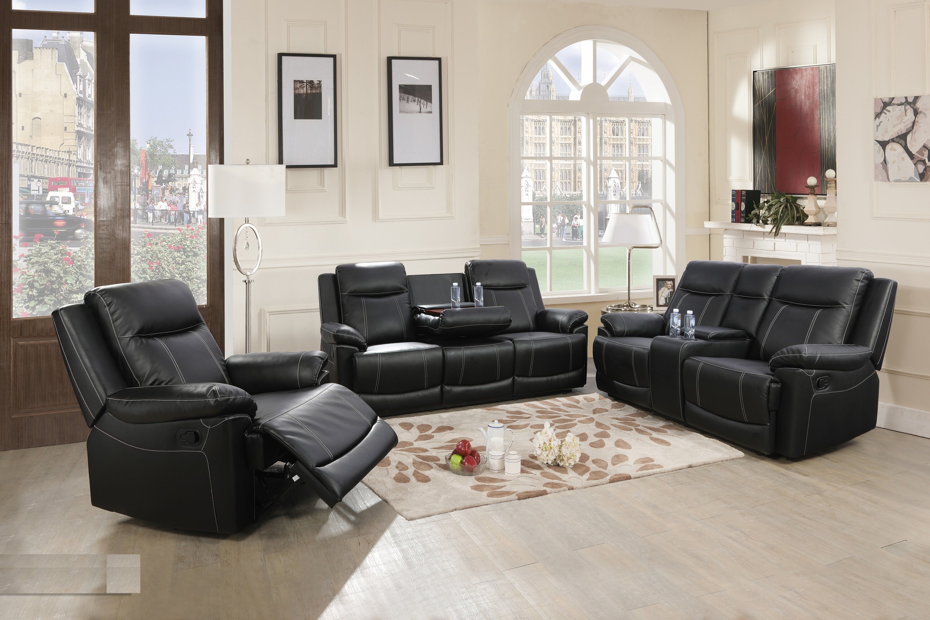 Red Barrel Studio Vallarie 3 Piece Faux Leather Reclining