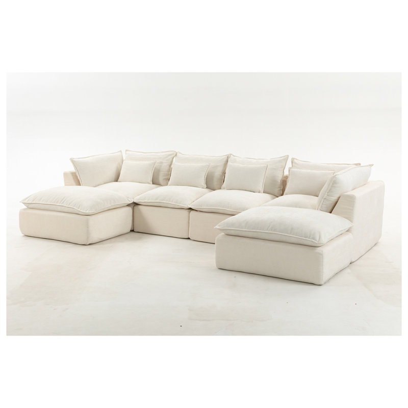 Canapé modulaire surdimensionné de 130,71 po de large avec canapé modulaire True Relax, Blanc antique
