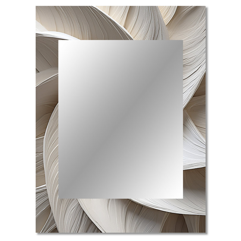 «White Minimalisme Spiral Poteries» - miroir décoratif à spirales abstraites, miroir mural blanc, impression d'art en métal