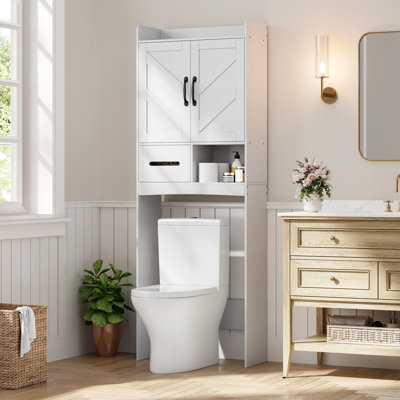 Over the Toilet Storage Cabinet, Bathroom Organizers and Storage with Anti-Tip Device