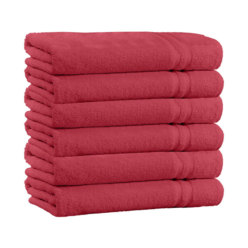 4 Pack 100% Cotton Bath Towels, Burgundy