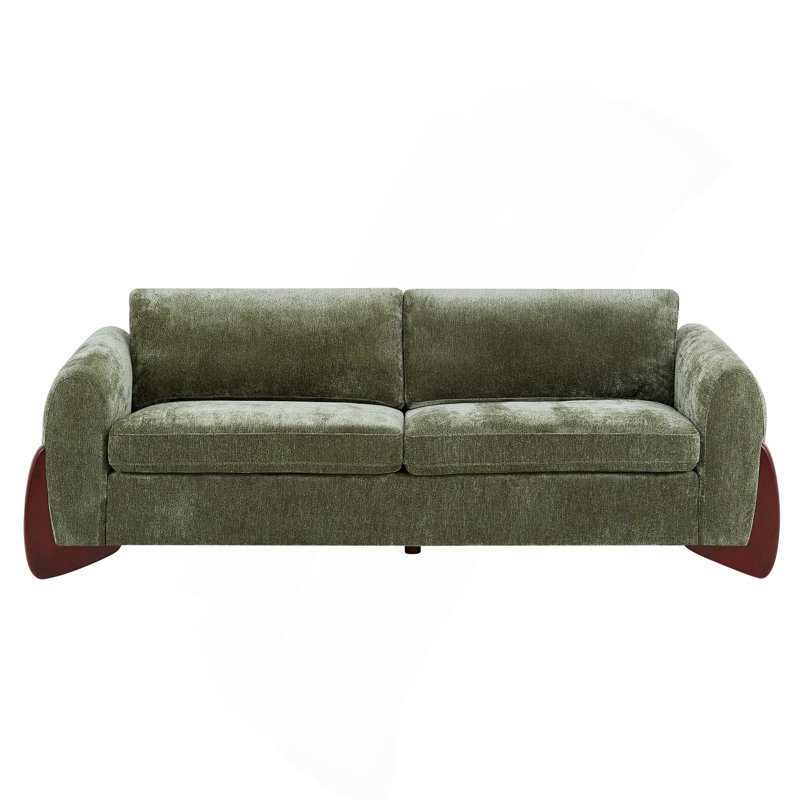 Canapé avec revêtement en tissu texturé, Vert olive