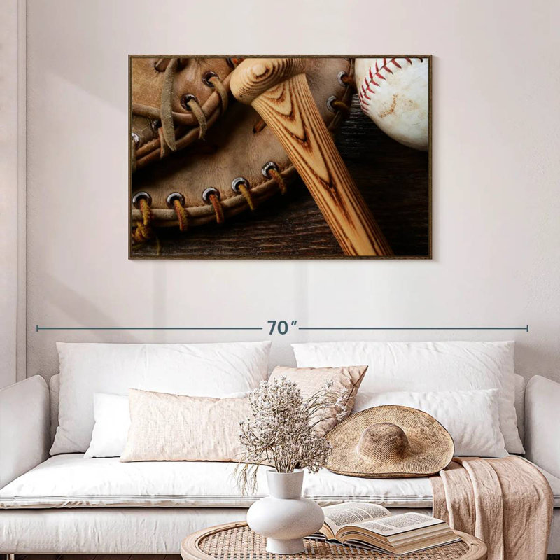 Old Old Baseball Stuff, Cadre flottant en noyer, 43 po x 29 po