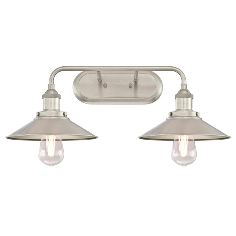 Éclairage pour salle de bain 2 lumières à intensité variable en nickel brossé Glenville