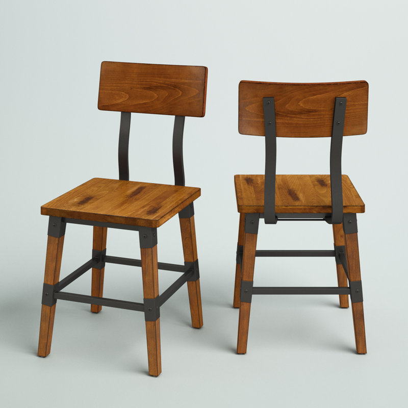 Lazro Commercial Grade Rustic Antique Industrial Style Wood Dining Chair, Brown
