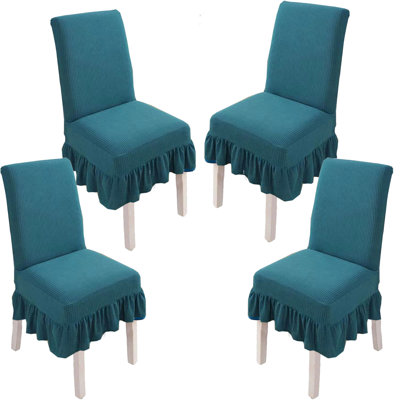 ensemble de 4 housses de chaise de salle à manger extensibles avec housse de jupe pour salle à manger et banquet