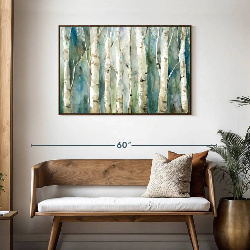 Birch River Walk, 43 po x 29 po, Cadre flottant noyer