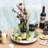 Round Distressed White Wood Lazy Susan Turntable Organizer Serving Tray With Metal Handles