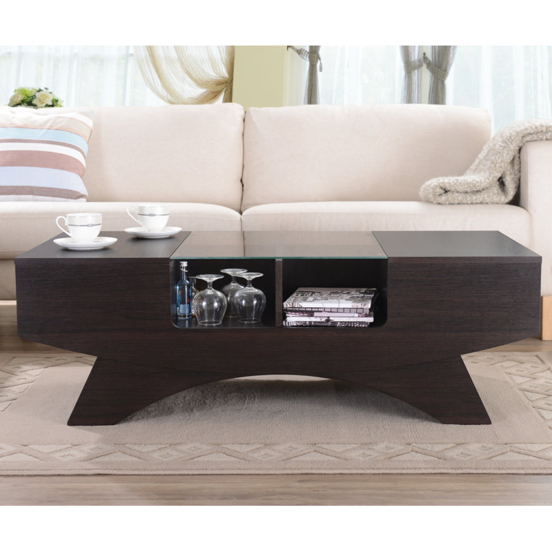 Madilyn Trestle Coffee Table with Storage, Walnut