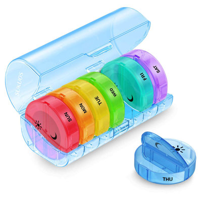  7-Day 2x Pill Organizer, Large Daily Pill Cases for Pills, Vitamins, Fish Oil & Supplements