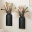 Ensemble de 2 vases muraux en bois avec de l'herbe de pampa eucalyptus, décoration murale bohème moderne pour salon, entrée, couloir, salle de bain, salle à manger, art mural noir pour la décoration intérieure
