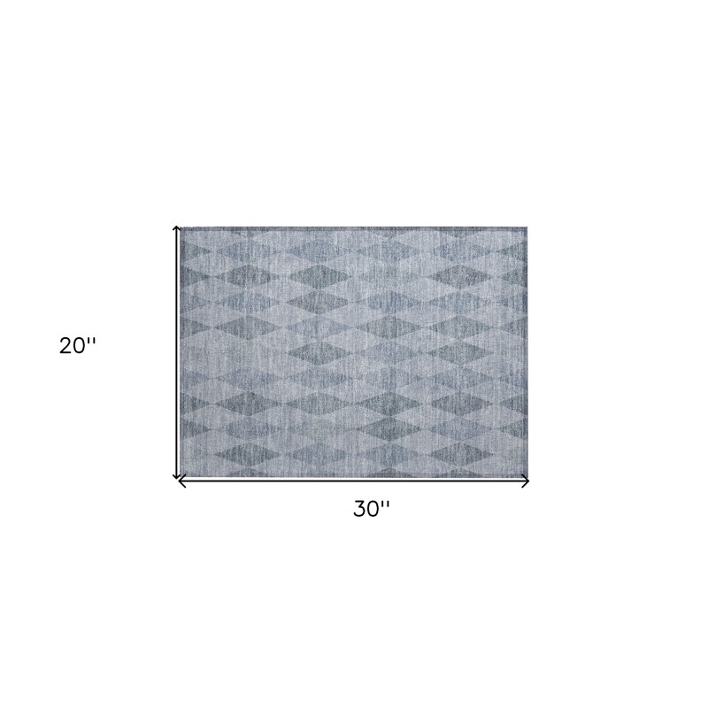2' X 3' Denim Blue Geometric Washable Non Skid Indoor Outdoor Area Rug