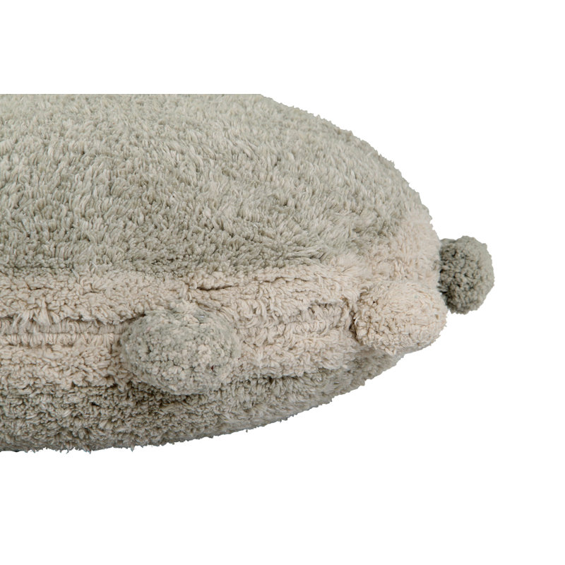 Bubbly Olive Pom-Poms Round Cotton Blend Floor Cushion