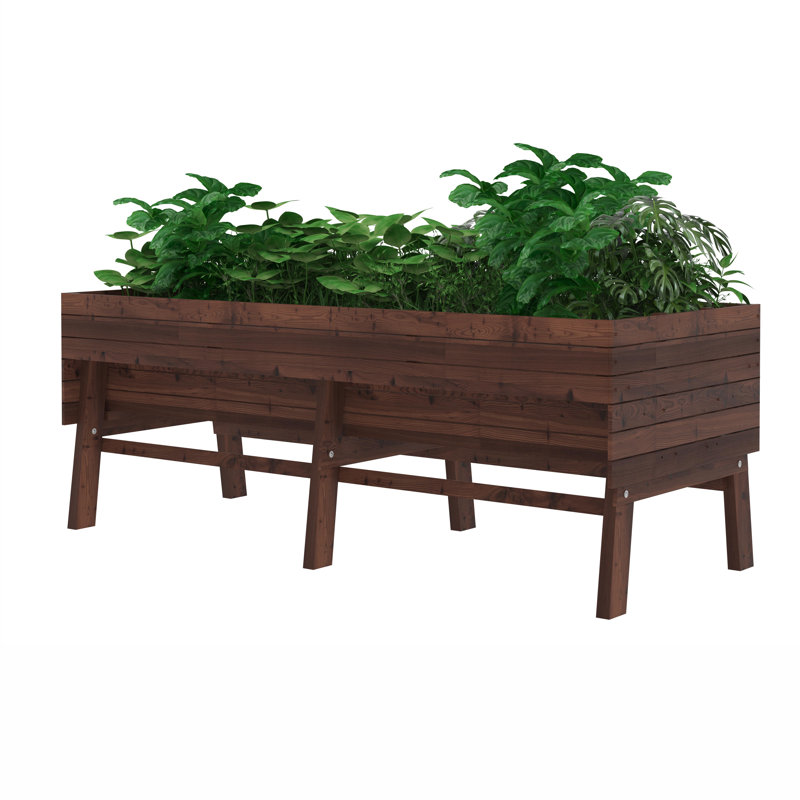 Janay Large Wood Raised Garden Bed, Dark Brown