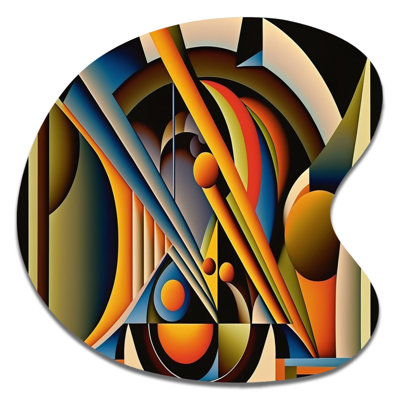 Circular Retro Dynamics I - Modern Geometric Drop Shape Assymterical Metal Wall Art