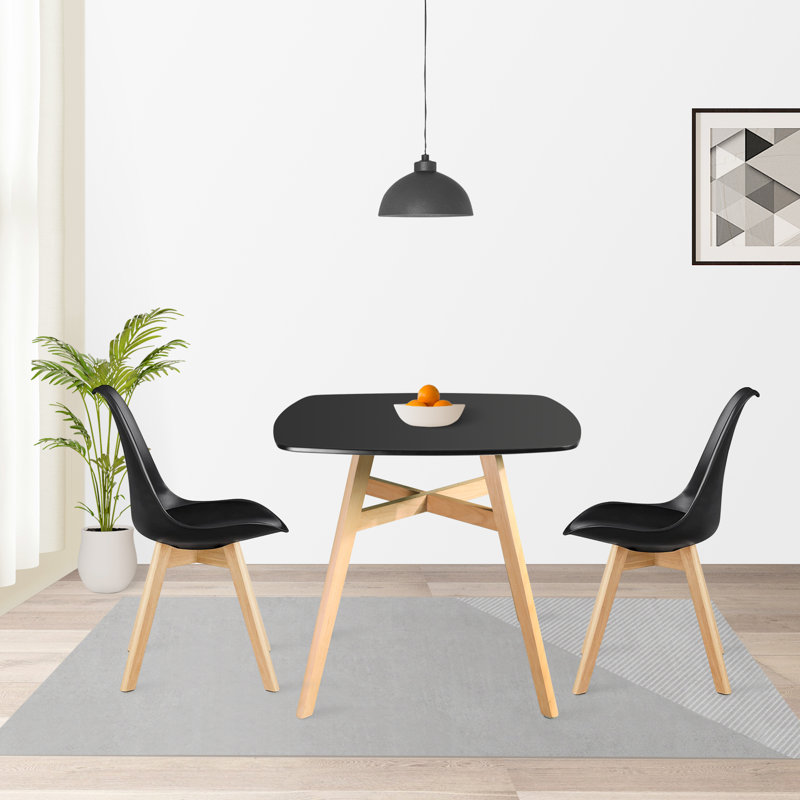 Modern Square Dining, Thickness MDF Top Outdoor, Mid-Century Table, Black