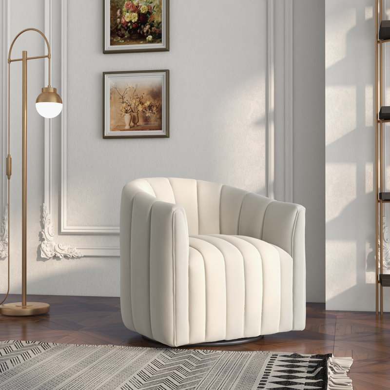 Fauteuil demi-tonneau pivotant Annelotte, Beige