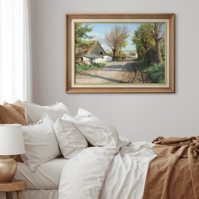 «Country Lane Farmhouse Landscape», photos de salon rustique, impression sur toile encadrée sur toile.