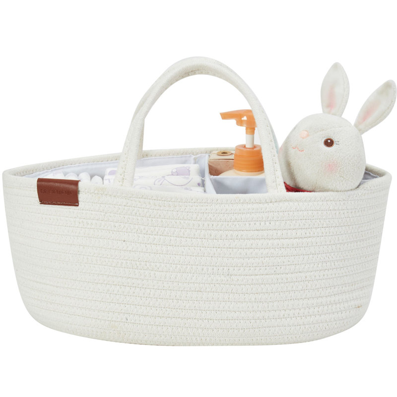 Panier en tissu Caddy Organiser, Gris clair / blanc