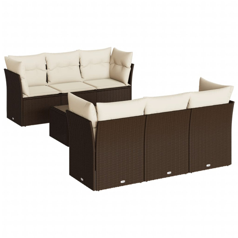 Ensemble de canapé de patio Vidaxl en rotin de polyester et verre trempé