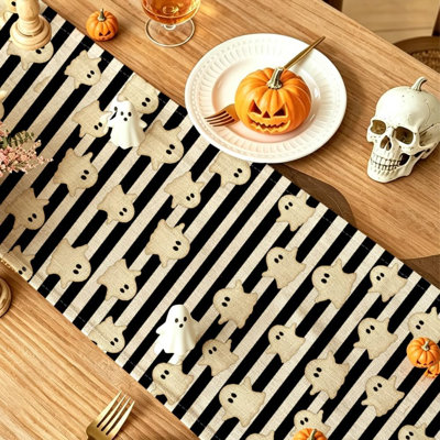 Halloween Table Runner,Halloween Decorations for Home | Striped Autumn Thanksgiving Kitchen Dining for Party Decor 13x72 Inch