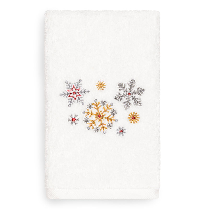 Essuie-mains de Noël brodé 100% coton turc, Blanc