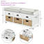 Banc de rangement rembourré avec 3 paniers en rotin-1028234929