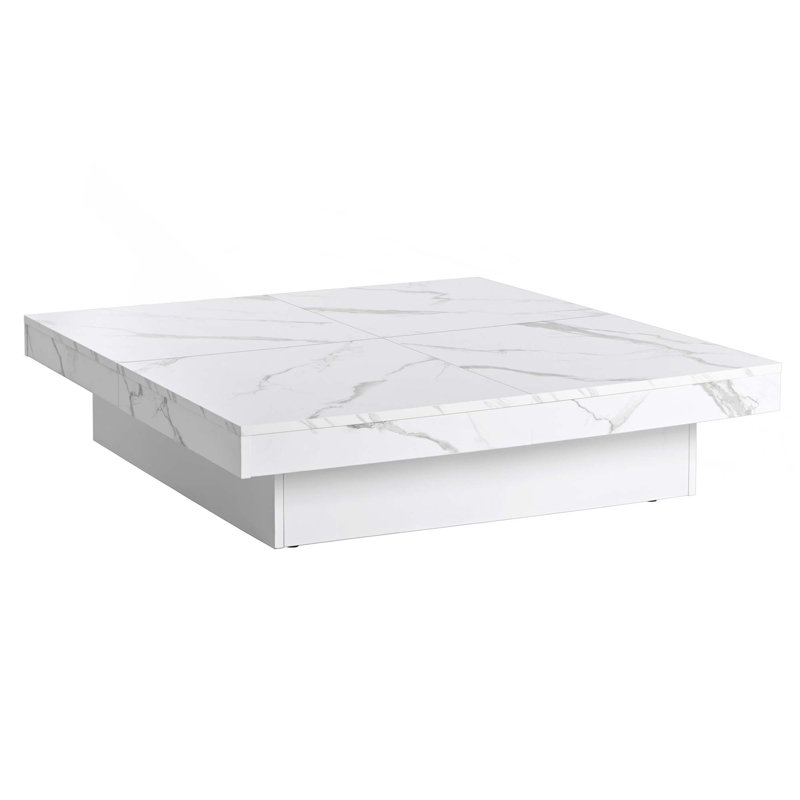 Single Coffee Table, White, 9.8" H x 39.4 " L x 39.4" W