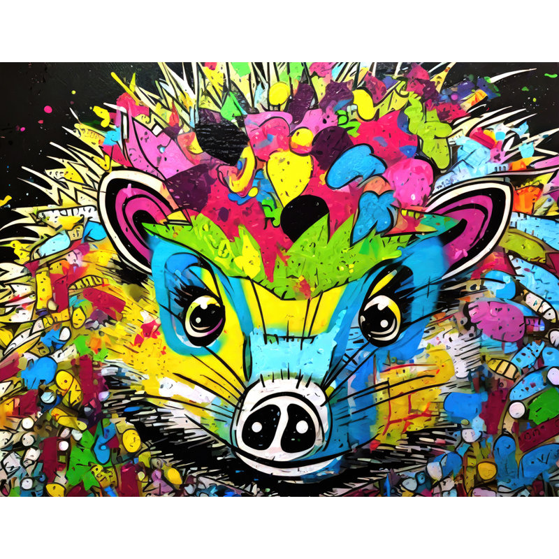 «Hedgehog Graffitianimals» sur toile, H 20 po x l 24 po