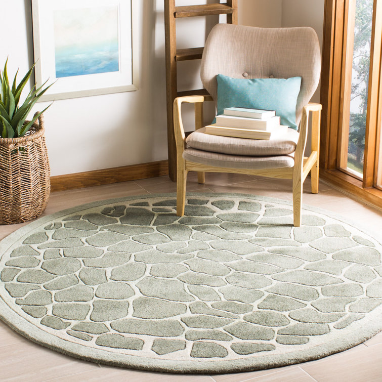 Martha Stewart Hand Tufted Wool/Viscose Geometric Rug in Grassland Green