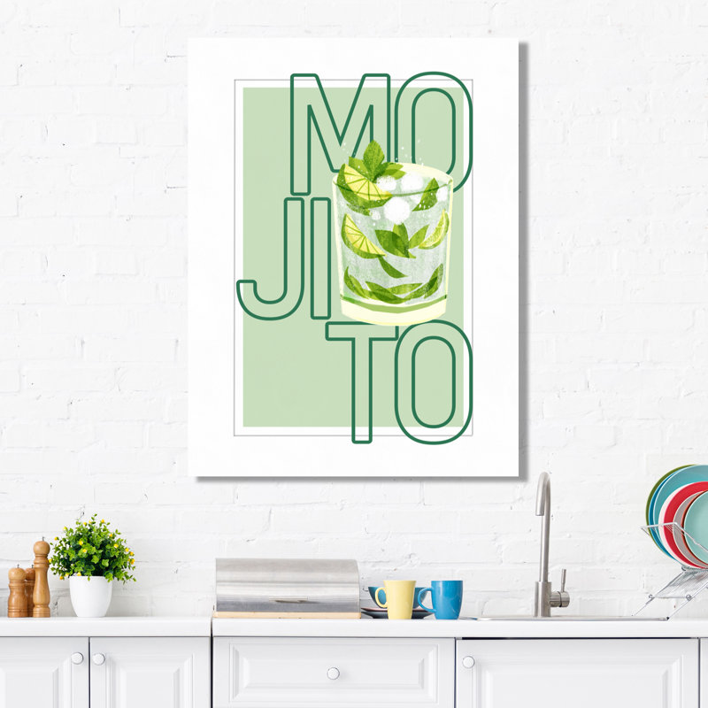 Mojito Traditional Cuban Punch III - Art mural cocktails, Toile tendue, H 40 po x l 30 po x P 1,5 po