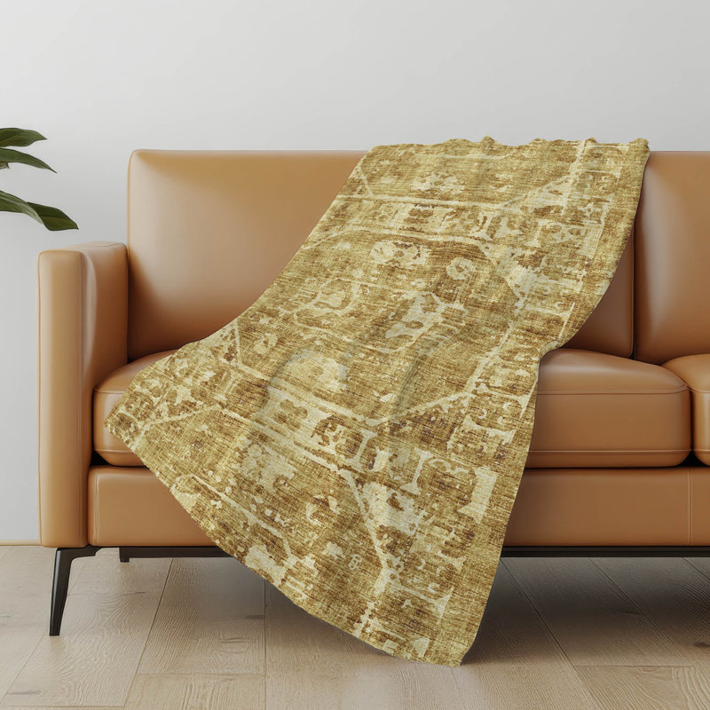 Jeté Addison Sherpa Tribal Medallion, Oriental doré 1