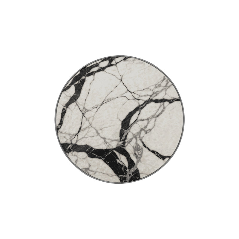 Tapis gris soyeux et moelleux, Rond 5 pi