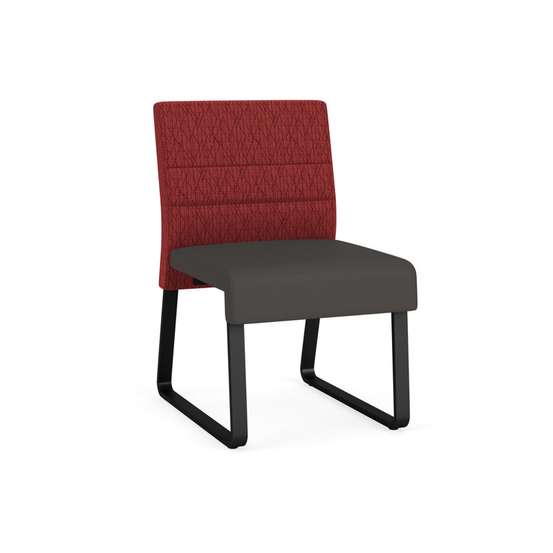 Chaise d'invité sans accoudoirs Waterfall, Portes ouvertes en tissu noir, Noir