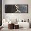 Impression sur toile encadrée, anneaux d'arbre gris et effet grain de bois-111696373-100937259