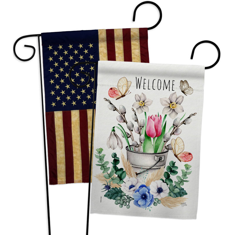 Drapeau de jardin en polyester à 2 faces pour réservoir d'eau de source 18 x 13 po