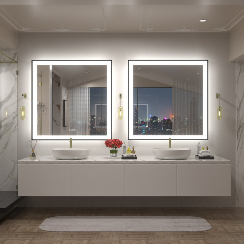 Aevar UL Certified Front & Back LED Anti-Fog Tempered Glass Framed Bathroom/Vanity Mirror with 3-Year Warranty, 38" x 38"