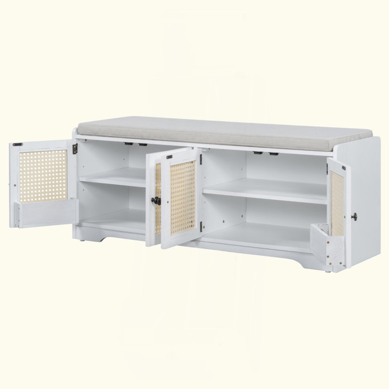 Banc de rangement Rustic, Blanc
