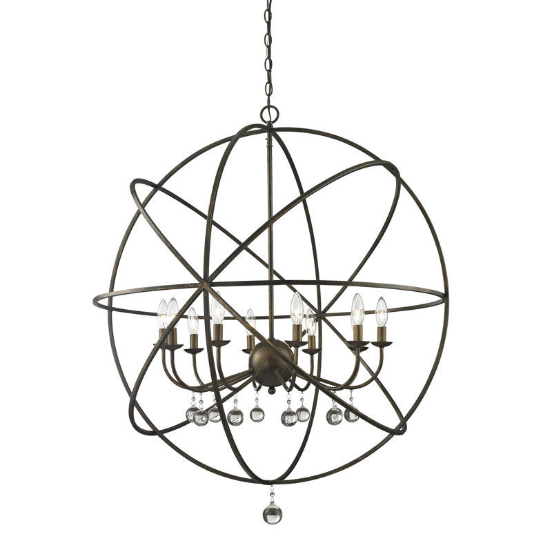 Berdina 10 - Light Steel Dimmable Globe Chandelier, Golden Bronze