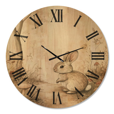 Horloge murale vintage en bois massif « Chemin forestier Toadstool I »