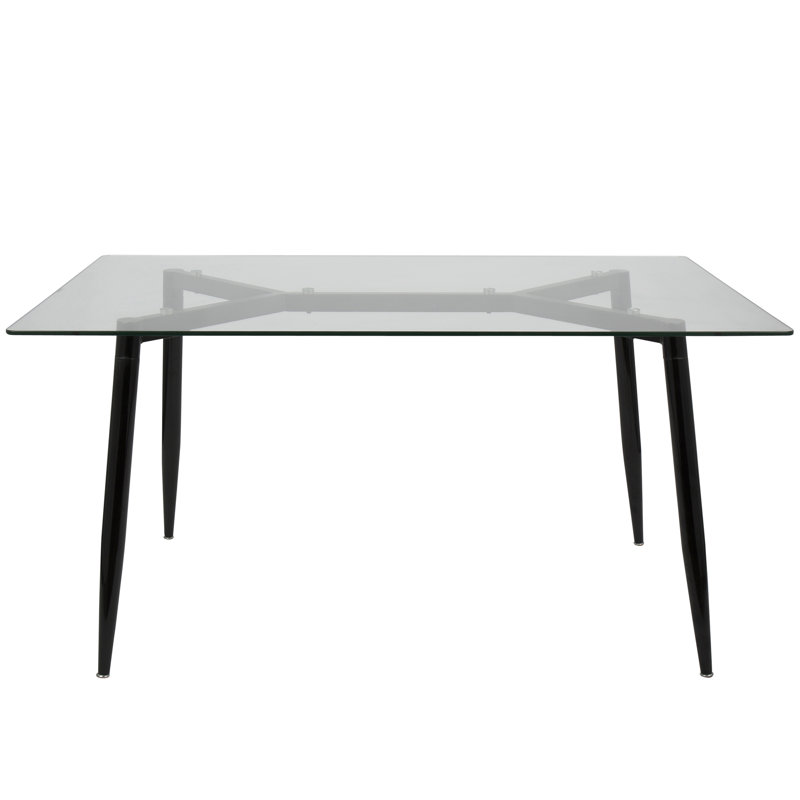 Delante Glass Top Metal Base Dining Table, Black