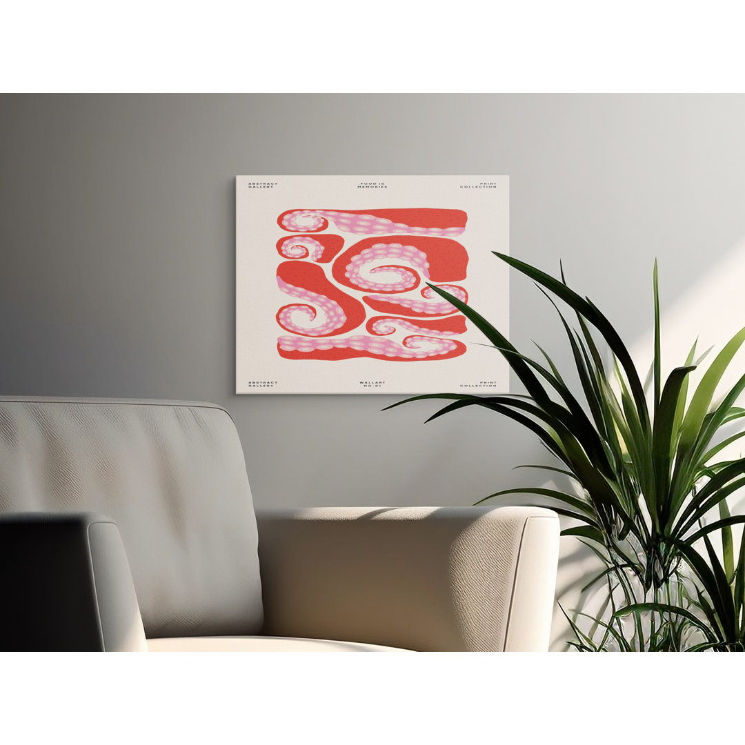 Red Pink Octopus Tentacles Canvas Print