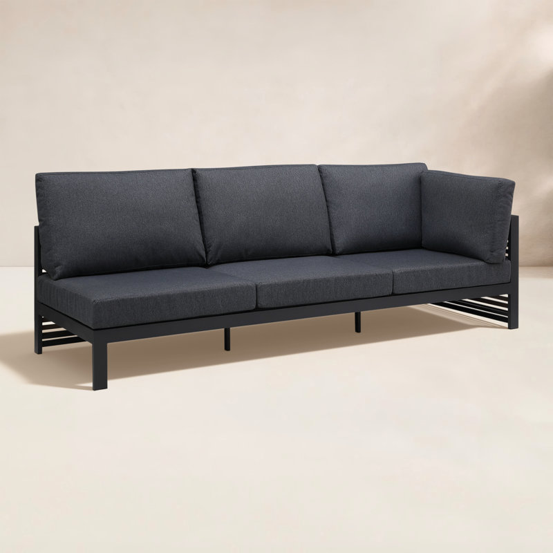 Pawni Teak 96.85'' Outdoor Patio Sectional Sofa with Custom Cover, Right Hand Facing