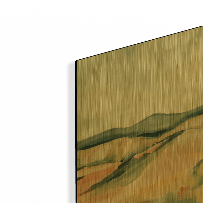 «Vermillion Landscape II» par Katrina Pete, art mural en métal doré, 12 po x 12 po, 12 po x 12 po