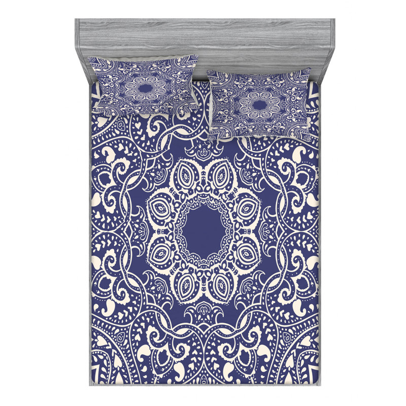 Microfiber Floral Sheet Set, Queen Sheet Set with Fitted Sheet