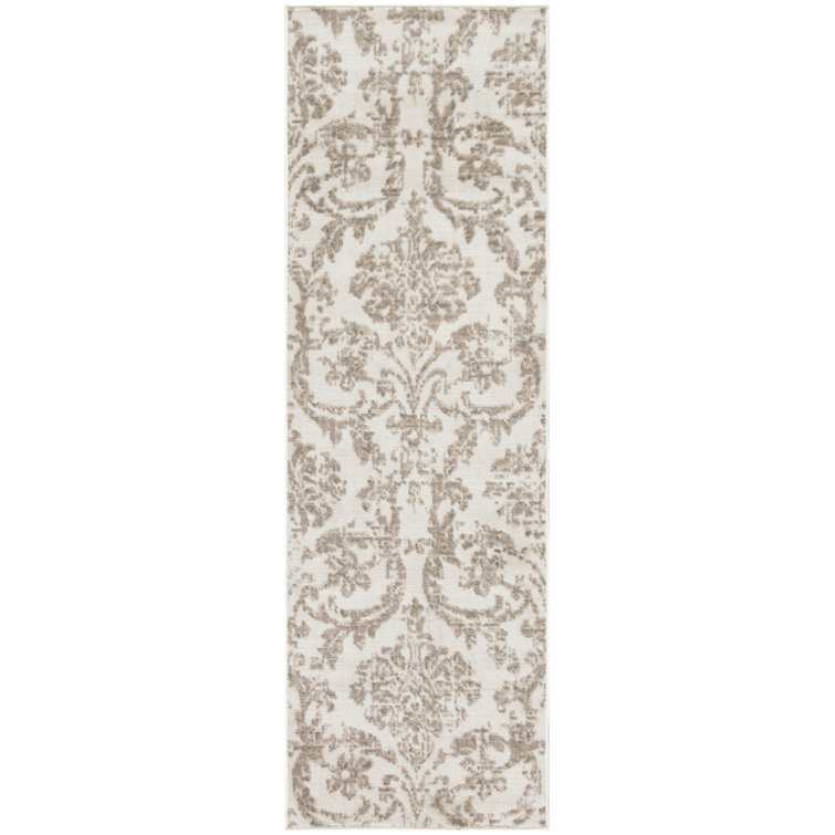 Cristiaan Damask Machine Woven Polypropylene Area Rug in Beige