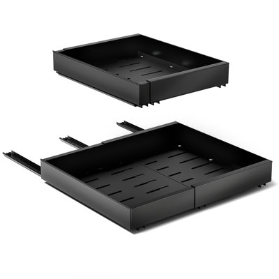 Support de rangement coulissant pour cuisine et salle de bain Sorbus, tablette réglable sans perçage avec métal durable, tiroirs à grille antidérapante, économiseur d'espace imperméable - noir