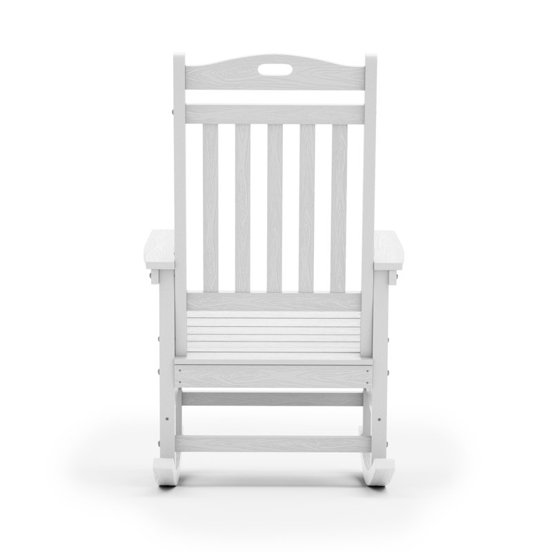 Outdoor Adirondack Rocking Chair HIPS All Weather Oversized Plastic Patio Chair Rocker, White